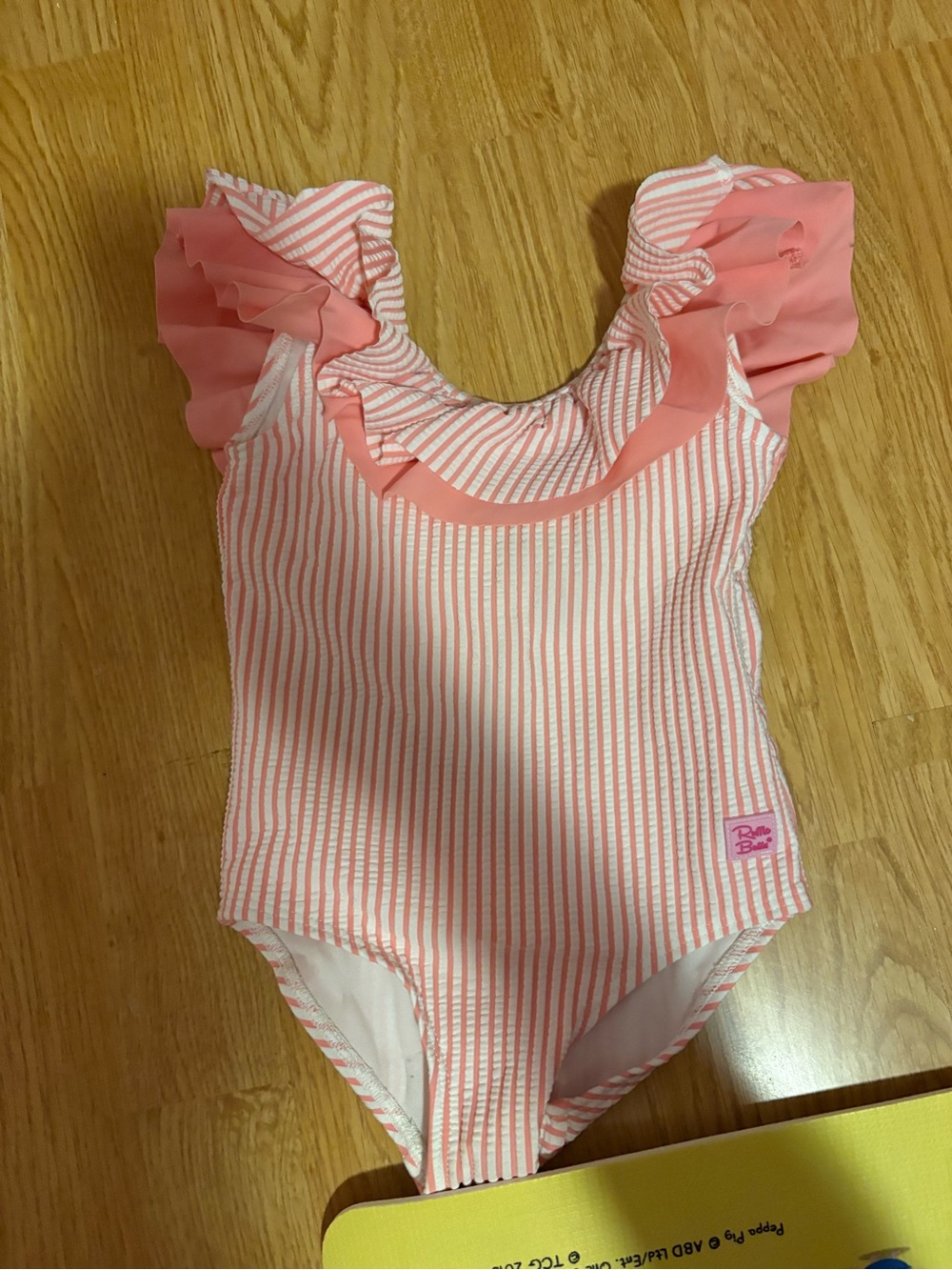 Ruffle Butts Pink and White Striped Ruffle One-Piece Swimsuit